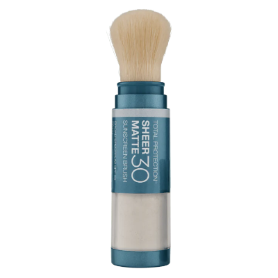 Colorescience Total Protection Sheer Matte SPF 30 Powder  Sunscreen Brush  on white background