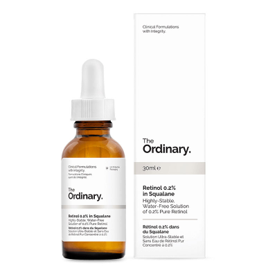 The Ordinary Retinol 0.2% in Squalane, facial serum for gentle anti-aging and skin texture improvement.