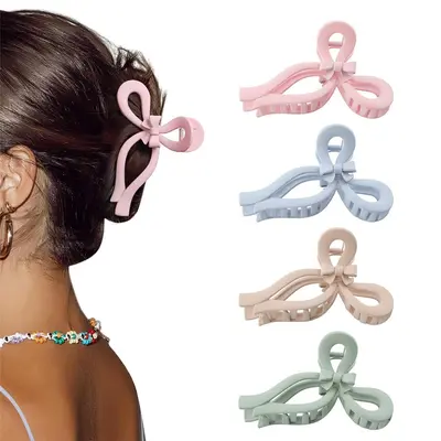 Oversized bow hair claw clips for thick and long hair half-up hairstyles