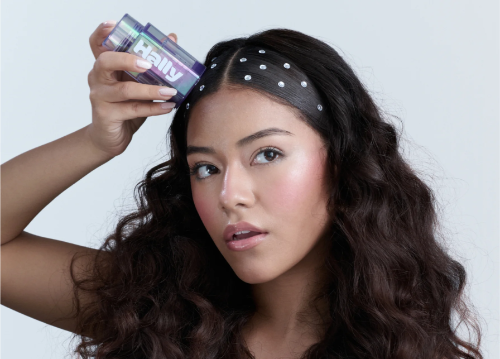 Hair gem pen with 240 multicolored adhesive gems for decorating hair with crystals.