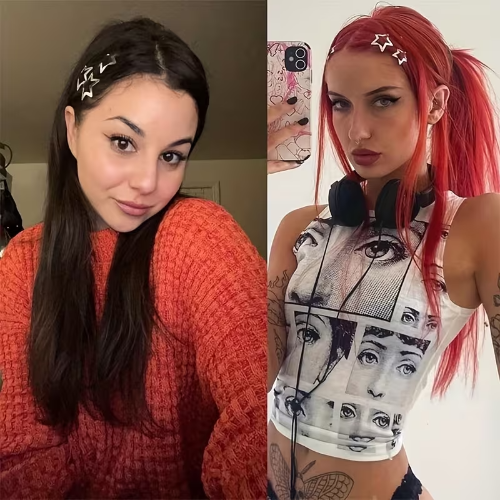 Metal star Y2K snap hair clips set for stacked celestial hairstyles.