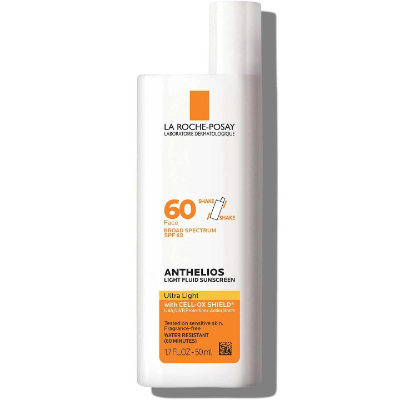 La Roche-Posay Anthelios light fluid facial sunscreen SPF 60, ultra lightweight 80 minute water resistant face sunscreen for daily wear and under makeup