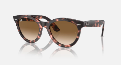 Ray-Ban Wayfarer Way RB2241 in pink havana with rounder lenses, feminine wayfarer sunglasses for women