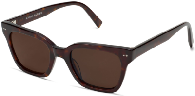 Warby Parker Beale cognac tortoise wayfarer-style sunglasses with wide fit and UV400 lenses for women