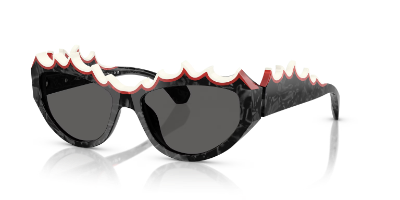 Alain Mikli A05514 irregular cat-eye luxury sunglasses in nacre and rouge acetate