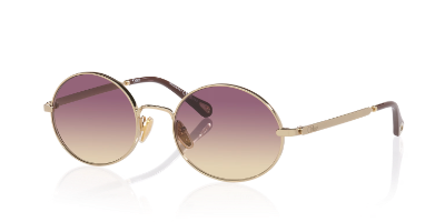 Chloe CH0184S gold metal round sunglasses with scalloped rim