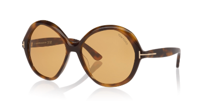 Tom Ford Annabelle-02 oversized tortoise round sunglasses with yellow lenses