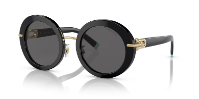 Tiffany TF4201 classic round black sunglasses with metal temples