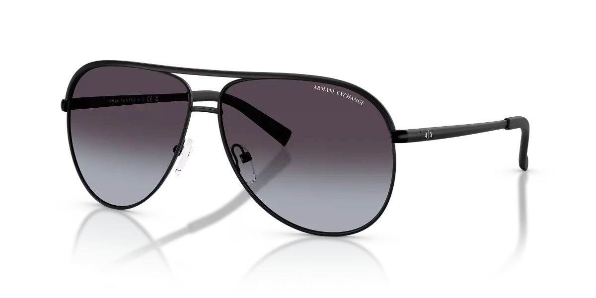 Armani Exchange AX2002 polarized aviator sunglasses, large 61mm lenses for wider face shapes, everyday driving and outdoor glare protection