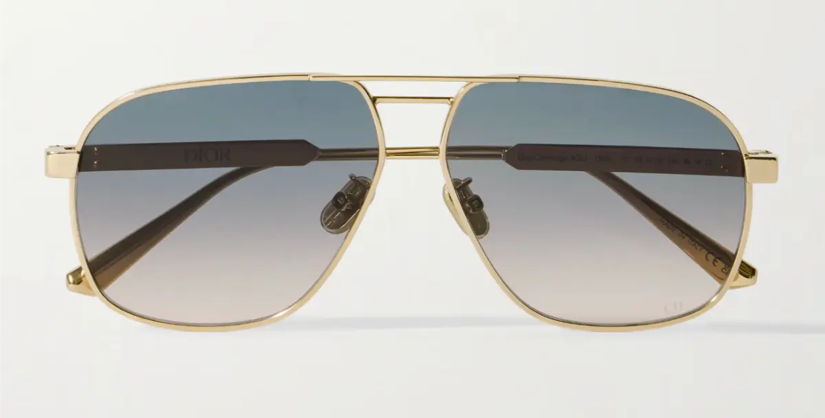 Dior DiorCannage A3U small-fit aviator-style rose gold sunglasses with gradient lenses, petite luxury frame for narrow faces