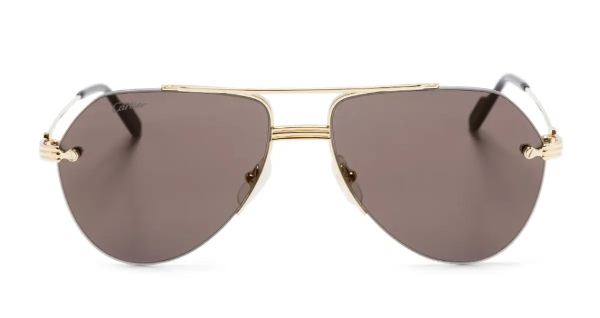 Cartier pilot frame sunglasses with gold-tone hardware, luxury aviator-style eyewear for oval and square faces on Farfetch