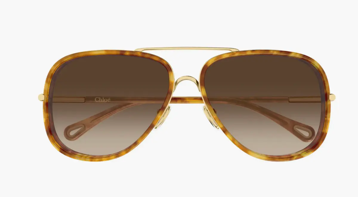 Chloé 60mm gradient navigator sunglasses, soft gold aviator-style frame with gradient lenses for square and oval faces on Nordstrom
