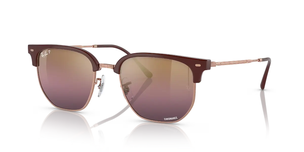 Ray‑Ban RB4416 New Clubmaster polarized sunglasses for driving, red browline frame with dark lenses