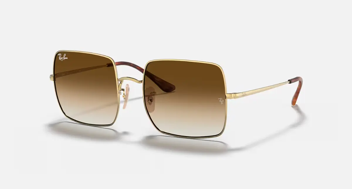 Ray‑Ban RB1971 Square 1971 Classic gold metal sunglasses, minimal square prescription frame for driving
