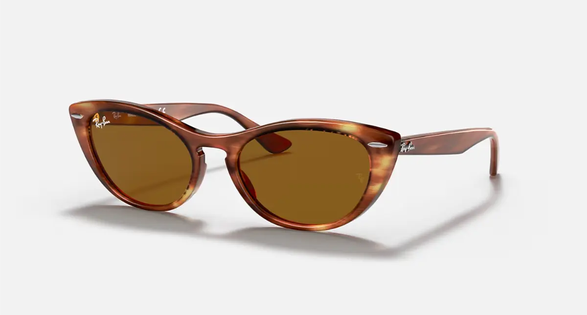 Ray-Ban Nina RB4314N striped havana cat-eye sunglasses with flat-top frame
