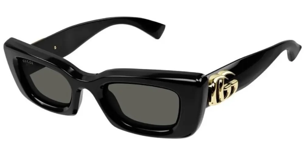 Gucci GG1827S grey cat-eye sunglasses with GG running logo on temples