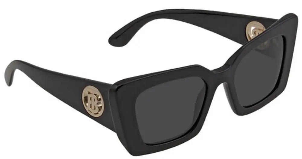 Burberry Daisy BE4344 black cat-eye sunglasses with subtle Burberry logo on arms