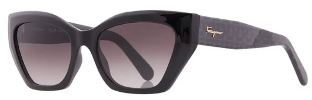 Ferragamo SF1043S black cat-eye sunglasses with grey gradient lenses and Gancini logo