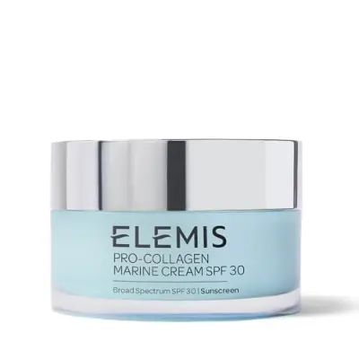 ELEMIS Pro‑Collagen Marine Cream SPF 30 anti‑aging face sunscreen jar.