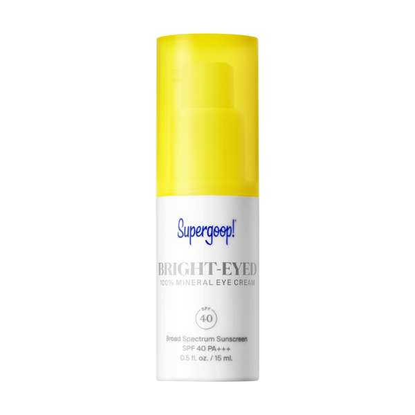 The best brightening under-eye sunscreen by Supergoop 2026 on a white background
