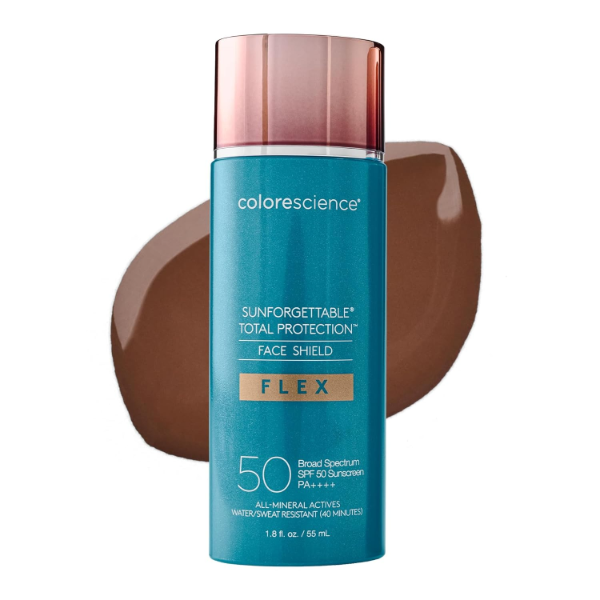 The best tinted mineral sunscreen for dark skin by Colorescience 2026 on a white background