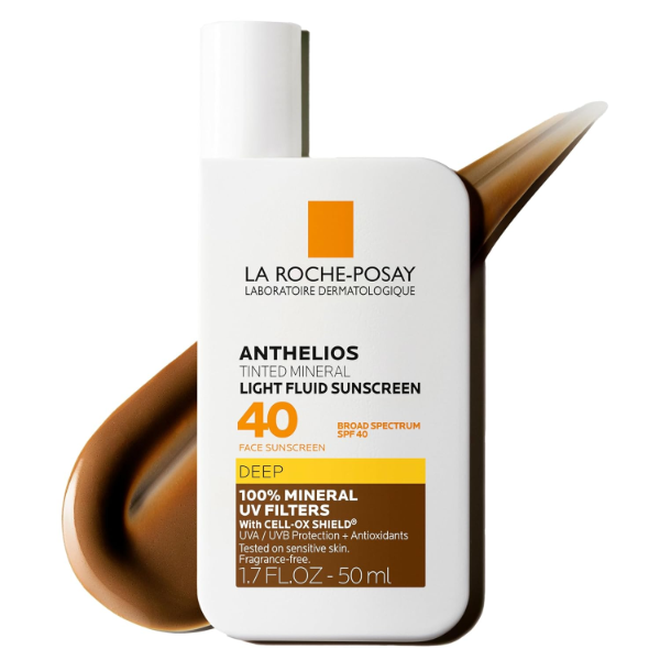 The best dermatologist-recommended tinted sunscreen for dark skin by La Roche-Posay 2026 on a white background