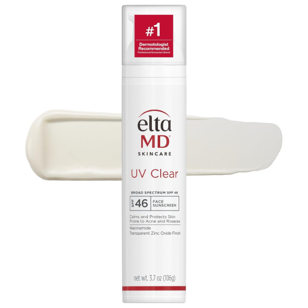 SPF 46 The best face sunscreen for acne-prone skin by EltaMD 2026 on a white background