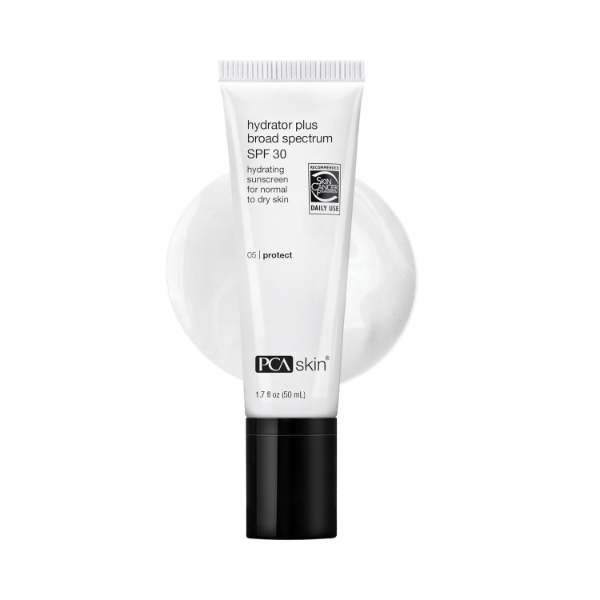 PCA SKIN Hydrator Plus Broad Spectrum SPF 30 the best hydrating daily face sunscreen for men with dry skin 2026 on a white background