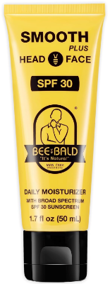 Bee Bald SMOOTH PLUS SPF 30 the best matte sunscreen moisturizer for bald heads and faces 2026 on a white background
