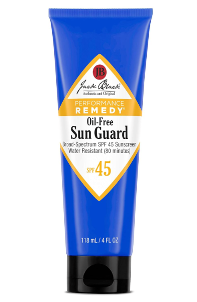 Jack Black Oil Free Sun Guard SPF 45 the best sunscreen for mens beards and stubble that wont leave residue 2026 on a white background