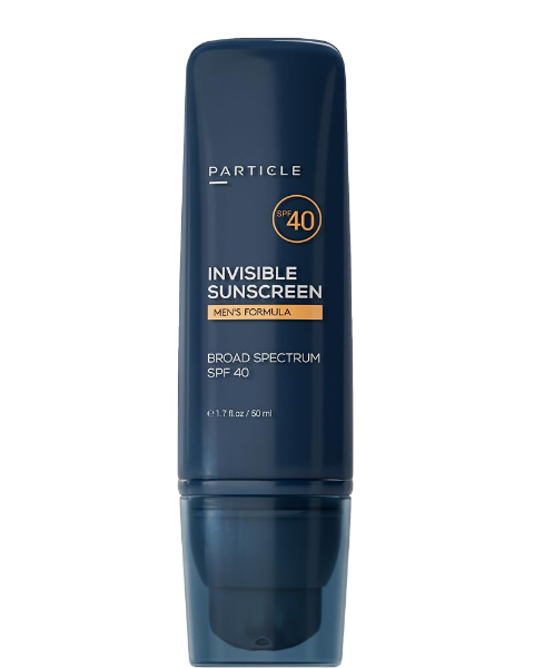 Particle Invisible Sunscreen SPF 40 the best lightweight invisible sunscreen for mens daily face use 2026 on a white background