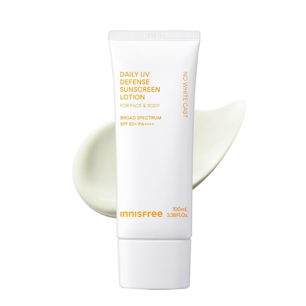 Innisfree Daily UV Defense SPF 50 the best Korean lightweight daily sunscreen for mens face 2026 on a white background