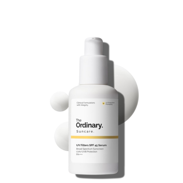 The Ordinary UV Filters SPF 45 Serum the best affordable SPF serum for mens daily face protection 2026 on a white background