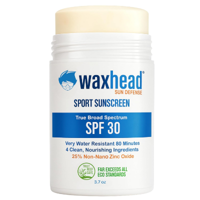 The best 4-ingredient reef-safe mineral sunscreen stick by Waxhead 2026 on a white background