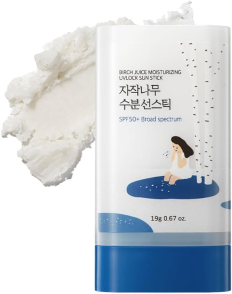 The best no white cast dewy sunscreen stick for deeper skin tones by ROUND LAB 2026 on a white background