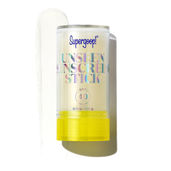 The best clear glide-on sunscreen stick over makeup by Supergoop 2026 on a white background