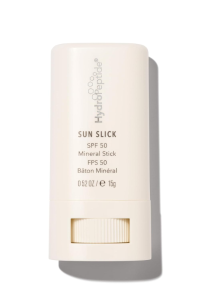 The best luminous radiant dewy sunscreen stick with peptides by HydroPeptide 2026 on a white background