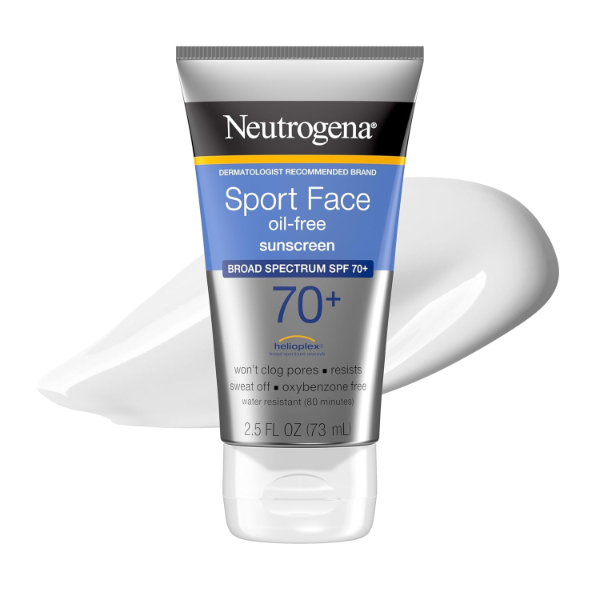 Neutrogena Sport Face SPF 70+ the best high SPF sport sunscreen for runners who sweat a lot 2026 on a white background