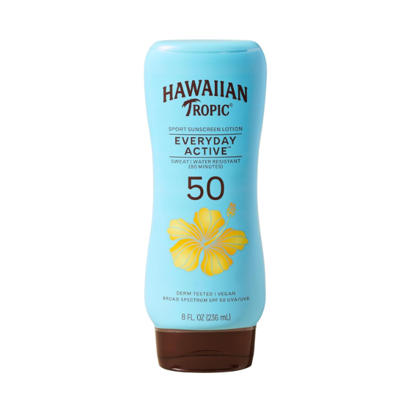 Hawaiian Tropic Island Sport SPF 50 the best budget sport sunscreen for casual athletes and beach sports 2026 on a white background