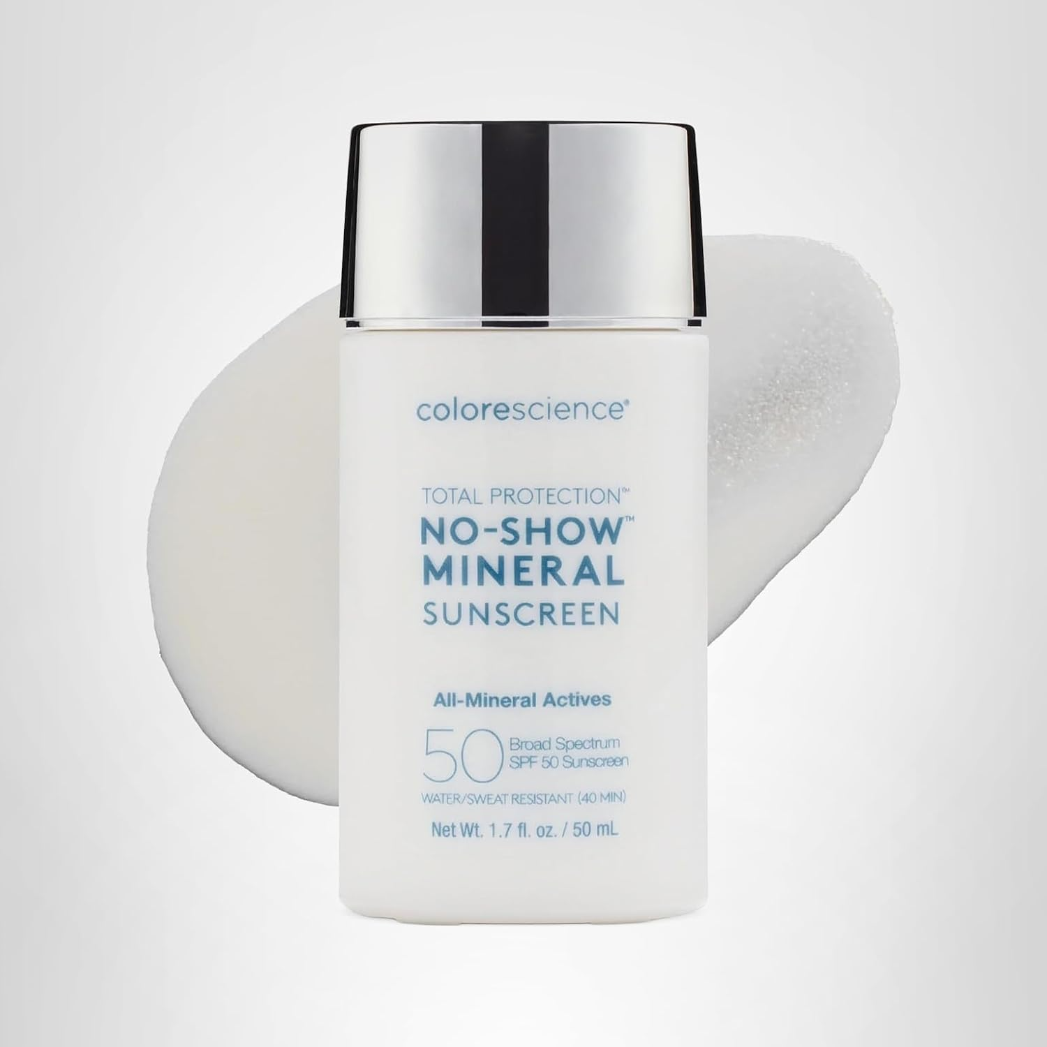 The best invisible mineral sunscreen for oily acne-prone skin by Colorescience 2026 on a white background