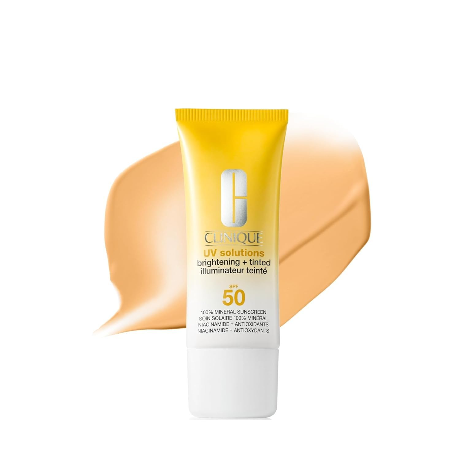 The best brightening tinted mineral sunscreen for oily acne-prone skin by Clinique 2026 on a white background
