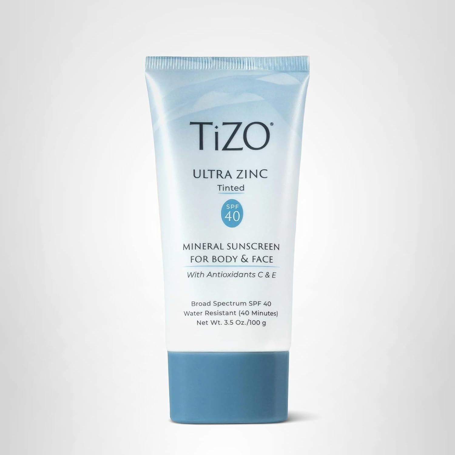 The best soothing tinted mineral sunscreen for sensitive oily acne-prone skin by TIZO 2026 on a white background