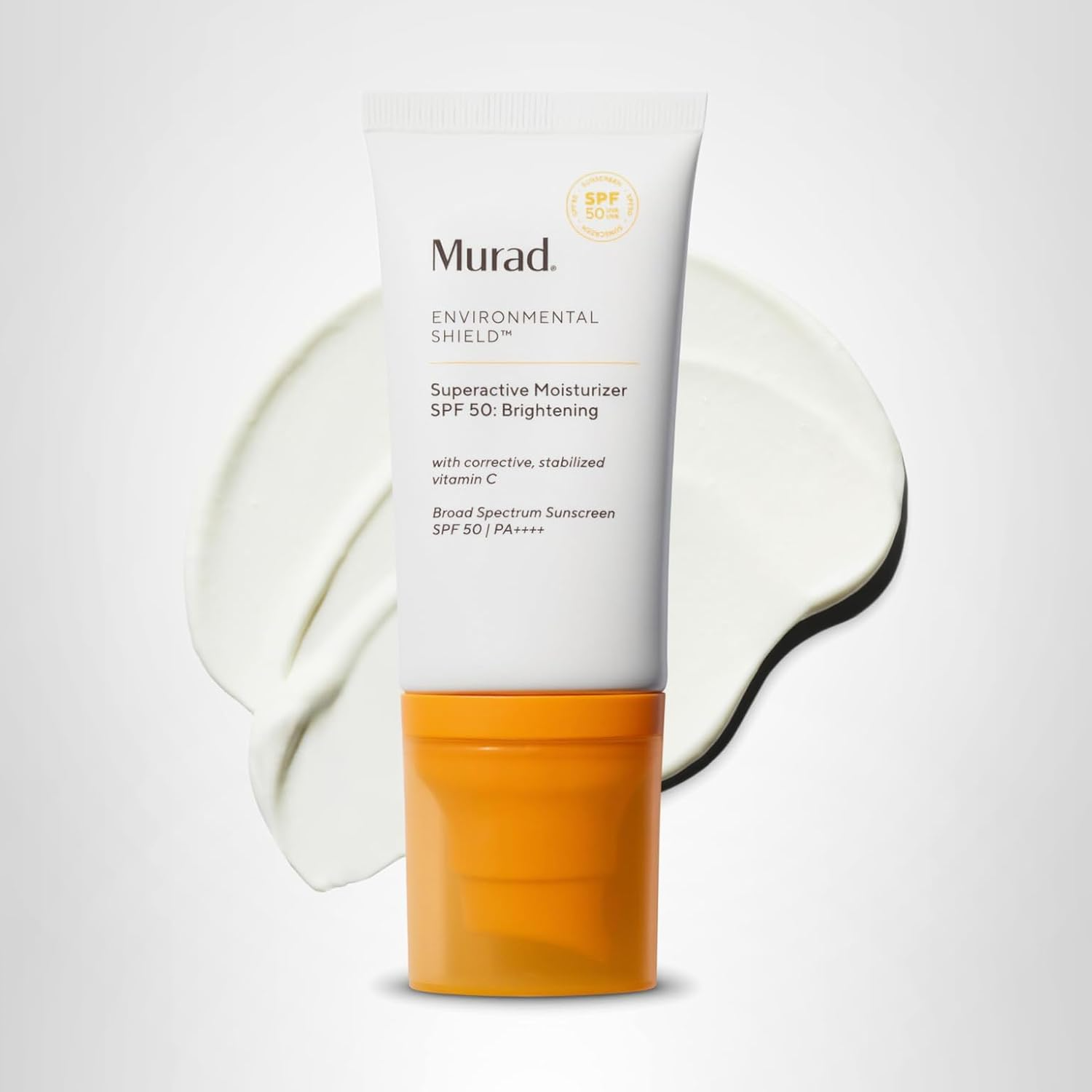 The best vitamin C brightening moisturizer with SPF 50 for dry mature skin by Murad 2026 on a white background