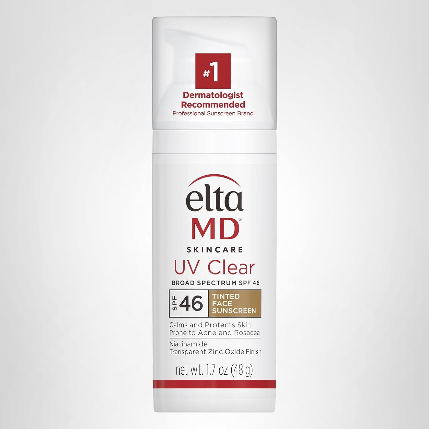 The best gentle niacinamide tinted sunscreen for sensitive breakout-prone skin by EltaMD 2026 on a white background