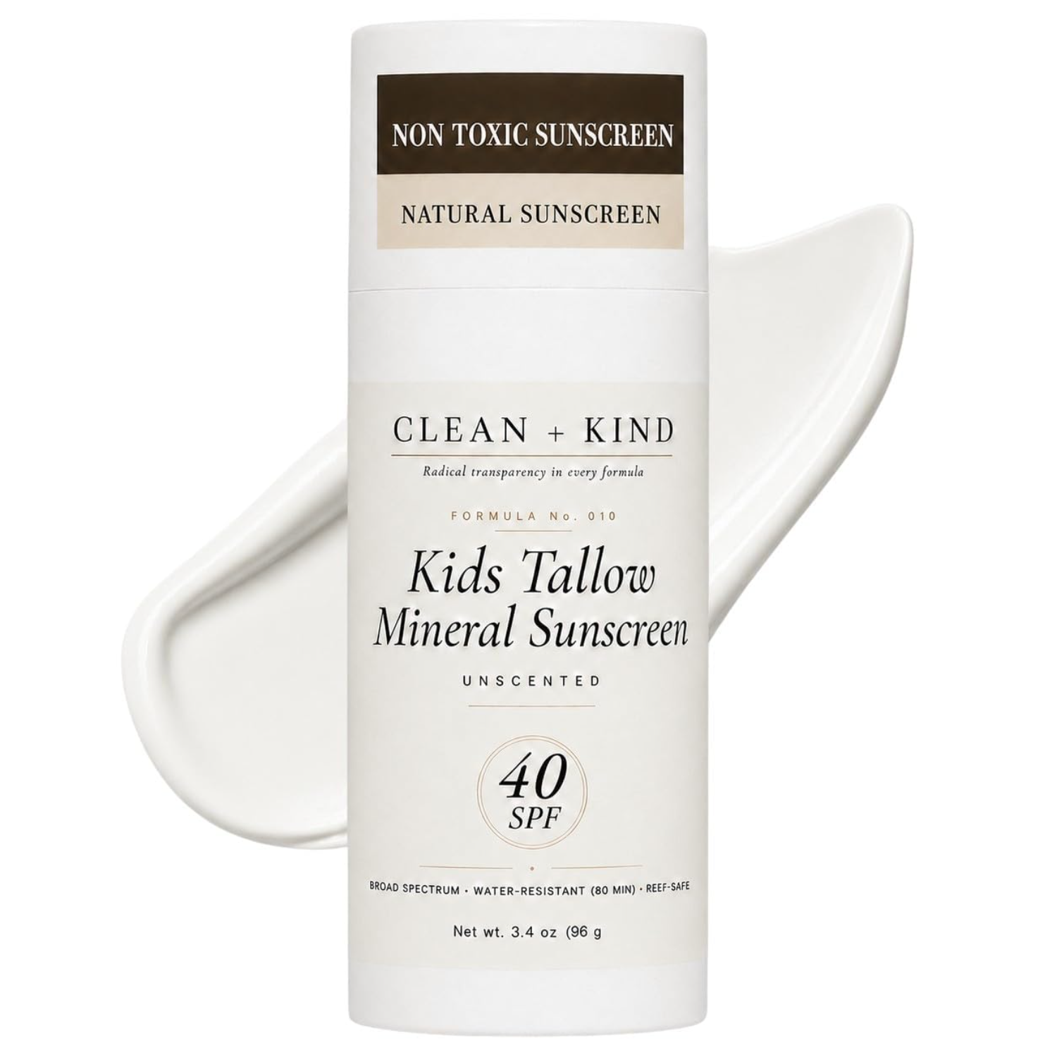 The best mineral sunscreen for sensitive eczema-prone kids by Clean + Kind Kids 2026 on a white background