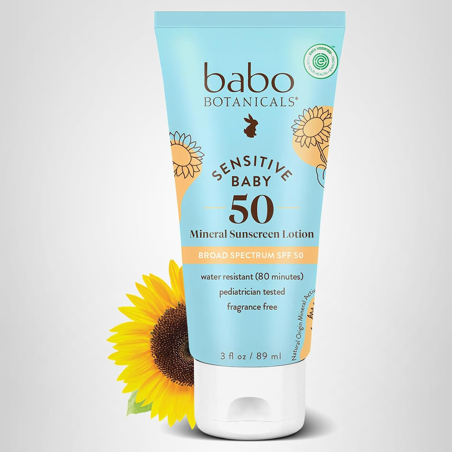 The best mineral sunscreen for sensitive eczema-prone babies by Babo Botanicals 2026 on a white background