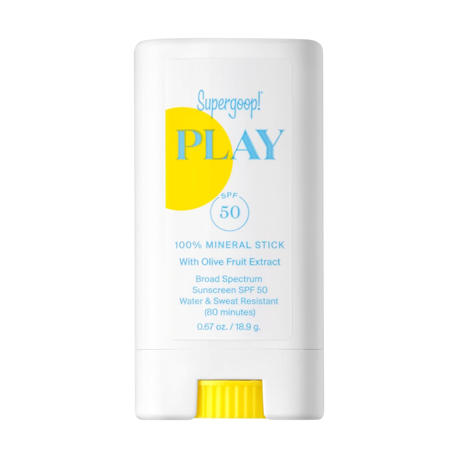 The best mineral sunscreen stick for quick application on kids by Supergoop 2026 on a white background