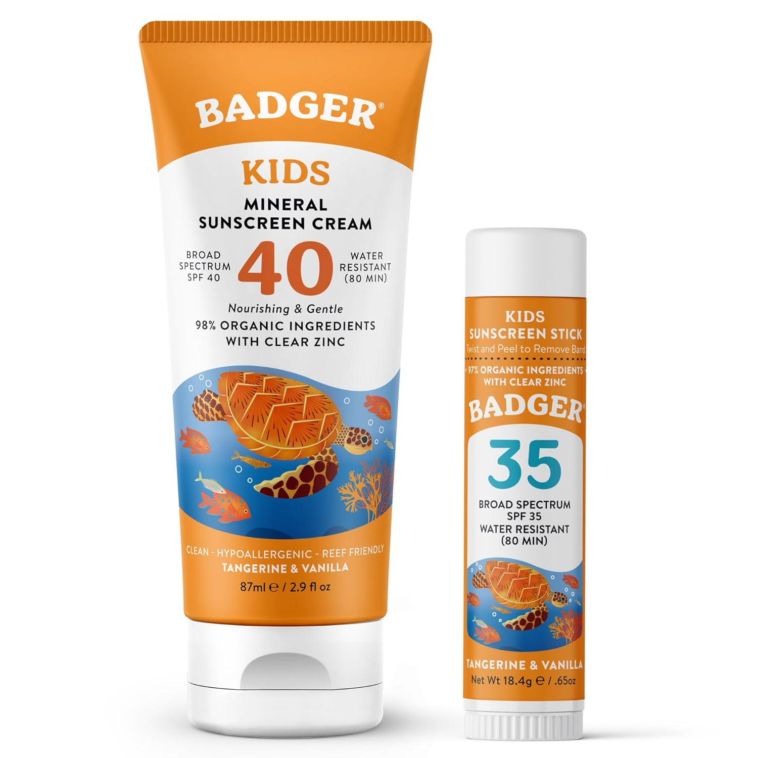 The best kids mineral combo set with cream and face stick for active beach days by Badger 2026 on a white background