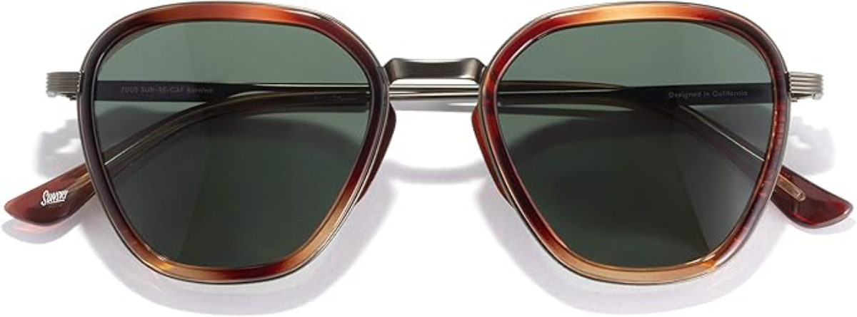 The best round polarized sunglasses with Caramel Forest colorway for small faces by Sunski 2026 on a white background
