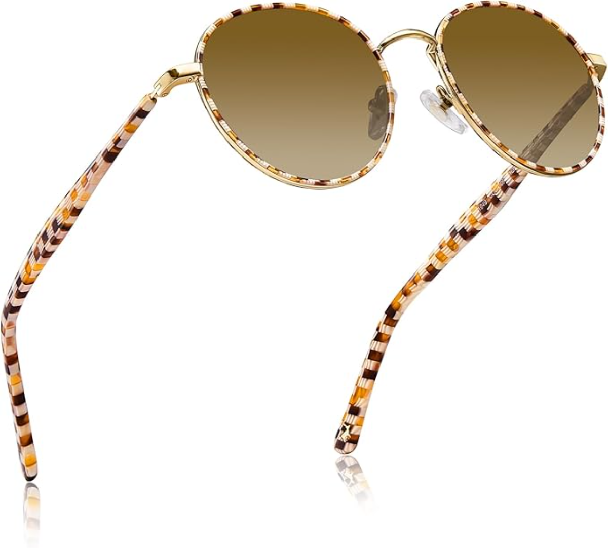 The best round acetate polarized sunglasses with keyhole bridge for small faces by CARFIA 2026 on a white background
